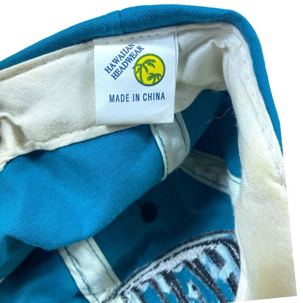 Vintage 90s Hawaii Snapback Hat Cap Teal Black Adjustable Embroidered Logo OS - Picture 6 of 7